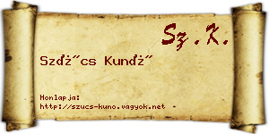 Szűcs Kunó névjegykártya